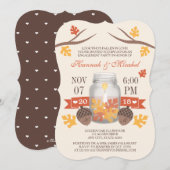 Invitation La fête de l'engagement Mason Jar de la Chute Mono (Devant / Derrière)