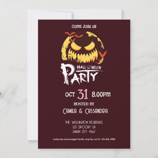Invitation La fête de l'Halloween de la Sorcière (Devant)