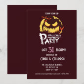 Invitation La fête de l'Halloween de la Sorcière (Devant / Derrière)