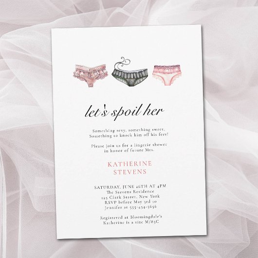 Invitation La Fête De Lingerie Lâche Sa Fête des mariées Rose