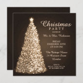 Invitation La fête de Noël en or (Devant / Derrière)