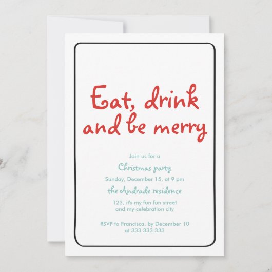 Invitation La fête de Noël mangent la boisson soit joyeux (Devant)