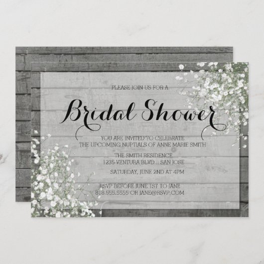 INVITATION LA FÊTE DES MARIÉES DE BÉBÉ RUSTIQUE (Devant / Derrière)