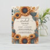 Invitation La Fête des mariées de tournesol rustique verdoyan (Debout devant)