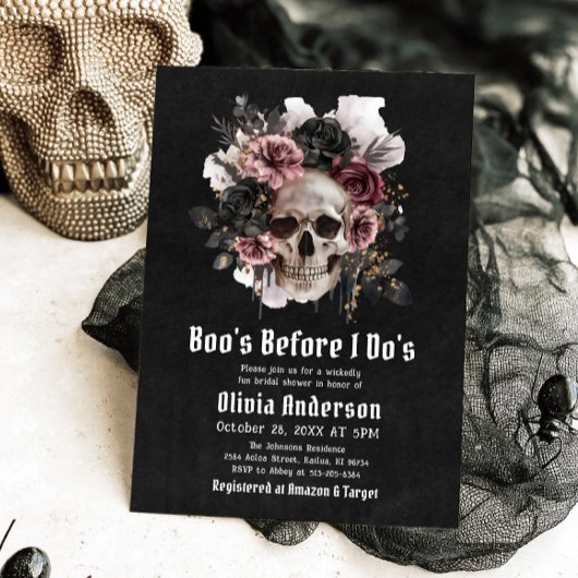 Invitation La Fête des mariées d'Halloween Skull Boo's Before