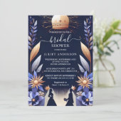 Invitation La Fête des mariées royale bleue Fuchsia de luxe (Debout devant)