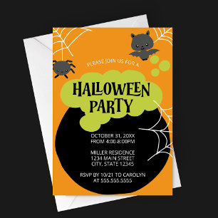 Invitation La fête d'Halloween de Cauldron Witch