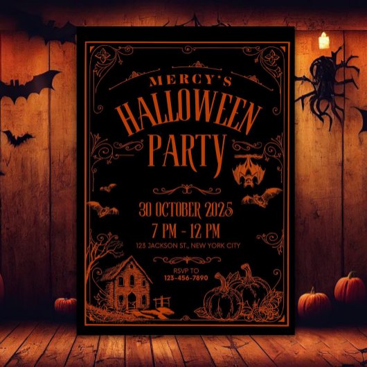 Invitation La fête d'Halloween de Mercy