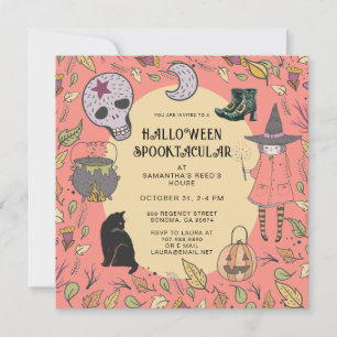 Invitation La fête d'Halloween de Witch Kid