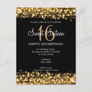 Invitation La fête d'Sweet sixteen d'anniversaire éclate d'or