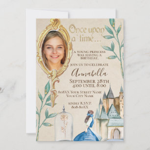 Invitation La fête du conte de fées enchanté de La Belle et l
