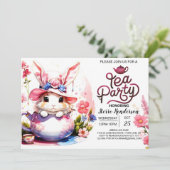 Invitation La fête du thé en aquarelle de Bunny (Debout devant)