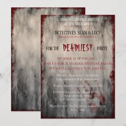 Invitation La Fête la plus meurtrière (Devant / Derrière)