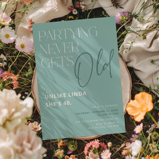 Invitation La Fête Ne Vieille Jamais ! Amusant Anniversaire A