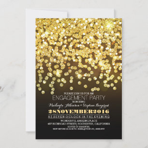 Invitation la ficelle de parties scintillantes d'or allume la