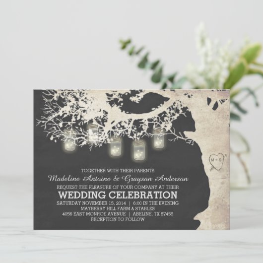 Invitation La ficelle de pot de maçon allume le mariage de (Debout devant)