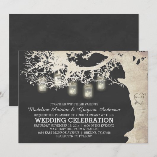 Invitation La ficelle de pot de maçon allume le mariage de (Devant / Derrière)