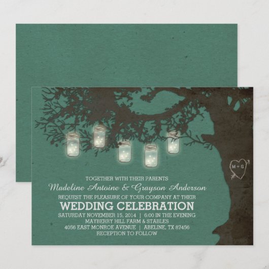 Invitation La ficelle de pot de maçon allume l'invitation (Devant / Derrière)