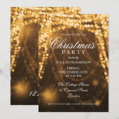 Invitation La ficelle élégante de fête de Noël allume l'or (Devant / Derrière)