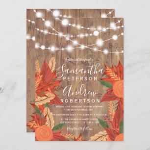 Invitation La ficelle en bois brune rustique allume le