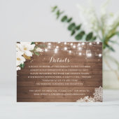 Invitation La ficelle en bois rustique florale allume (Debout devant)