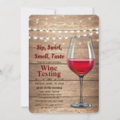 Invitation La ficelle rustique d'échantillon de vin allume (Devant)