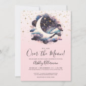 Invitation La Fille Au-Dessus Du Baby shower Lune (Devant)