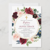 Invitation La fille Bourgogne de baptême rougissent or de (Devant)