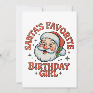 Invitation La fille d'anniversaire préférée du Père Noël Noël