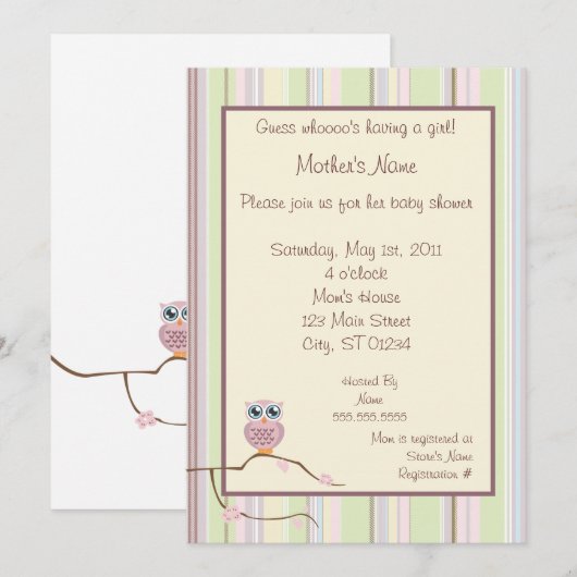 Invitation La fille de douche de Whooo (Devant / Derrière)