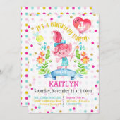 Invitation La fille de Troll fleurit anniversaire de ballon (Devant / Derrière)