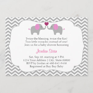 Invitation La fille jumelle le baby shower