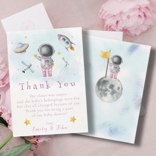 Invitation La fille spatiale Astronaut roquette rose star Mer