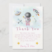 Invitation La fille spatiale Astronaut roquette rose star Mer (Devant)