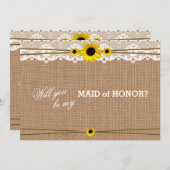 Invitation La fleur rustique Sun vous sera ma femme d'honneur (Devant / Derrière)