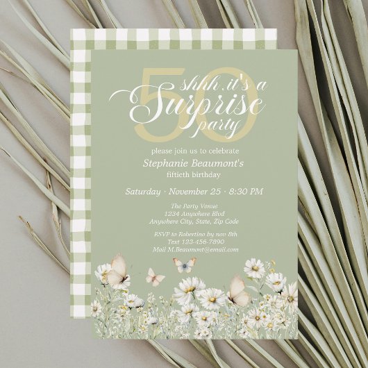 Invitation La Fleur sauvage blanche de la femme surprise 50èm