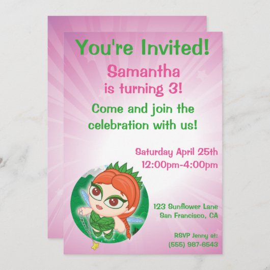 Invitation La forêt magique d'Alyssa (Devant / Derrière)