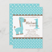 Invitation La Girafe bleue de Cute Boy Jungle (Devant / Derrière)