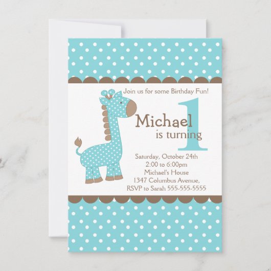 Invitation La Girafe bleue de Cute Boy Jungle (Devant)