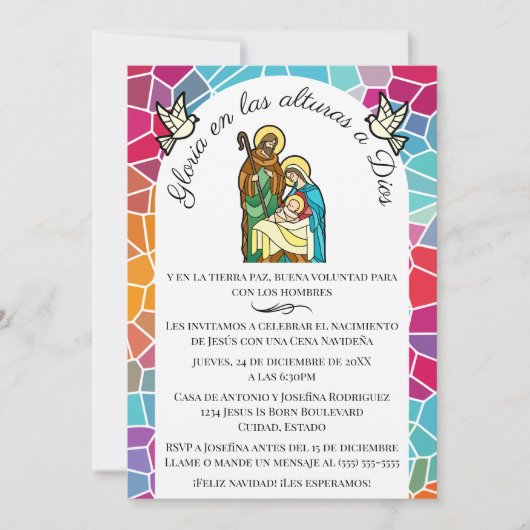 Invitation La gloire espagnole à Dieu Dîner de Noël chrétien (Devant)