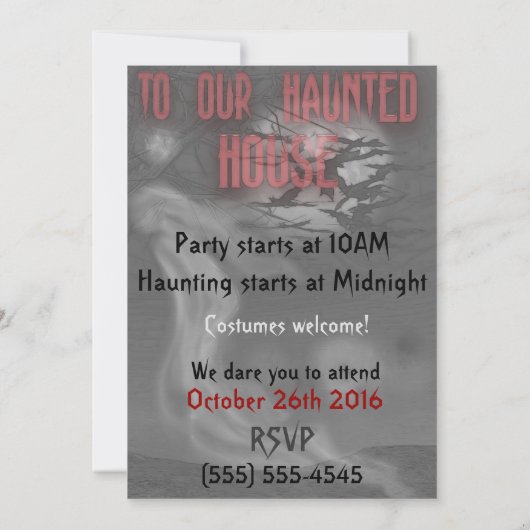 Invitation La Haunée À Willowstone (Dos)