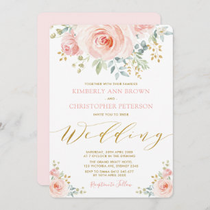 Invitation La jolie aquarelle rougissent mariage rose floral