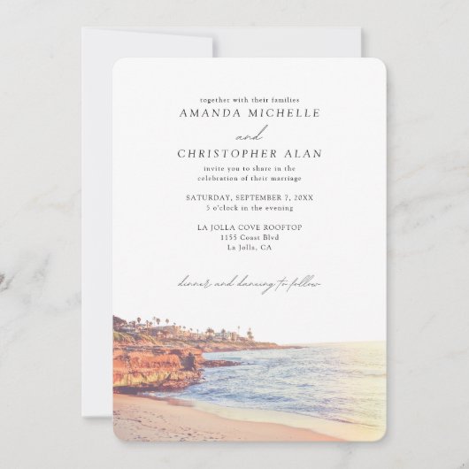 Invitation La Jolla Mariage Custom San Diego Beach Photo (Devant)