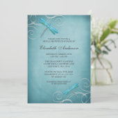 Invitation La libellule bleue turquoise tourbillonne Fête de (Debout devant)