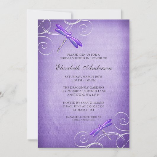 Invitation La libellule pourpre tourbillonne Fête de la (Devant)