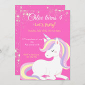 Invitation La licorne magique brille (Devant / Derrière)