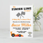 Invitation La ligne de finition est proche ! Baby shower auto (Debout devant)