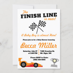 Invitation La ligne de finition est proche ! Baby shower auto