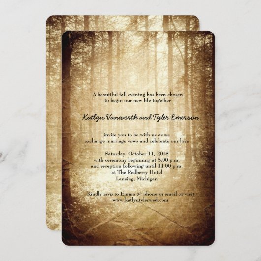 Invitation La lumière d'amour brille dans le Mariage de autom (Devant / Derrière)