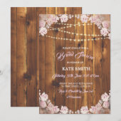 Invitation La lumière florale ficelle l'invitation en bois de (Devant / Derrière)